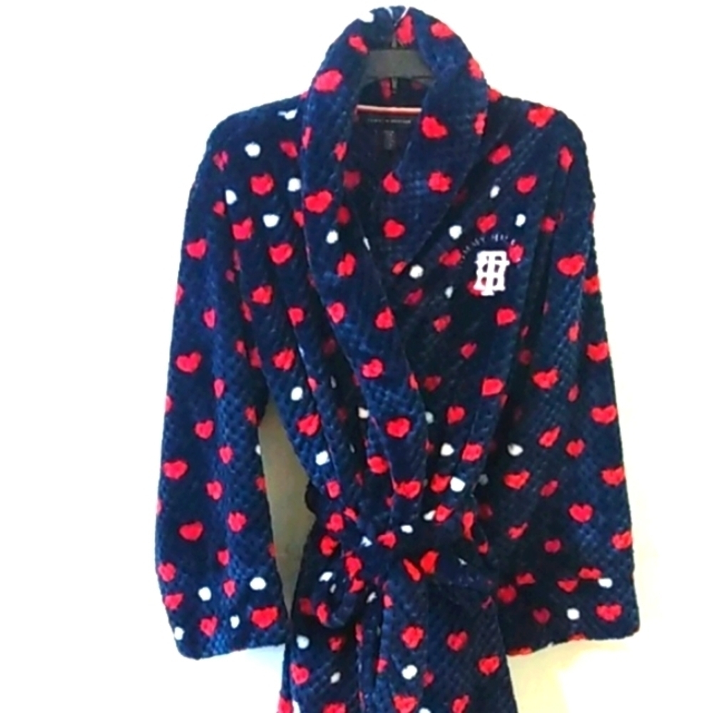 TOMMY HILFIGER SWEETHEARTS PLUSH SPA ROBE COZY BATHROBE SIZE S/M